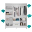 Ver imagem 4 de Kit Guarda Roupa Casal Panamá e Cômoda MS - Branco