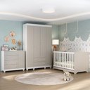 Ver imagem 1 de Quarto de Bebê Completo com Berço Americano 3 em 1 Allegra Multimóveis Mp4582 Branco/off White