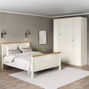 Ver imagem 1 de Conjunto Cama Casal, Guarda-Roupa 4 Portas Ananda CabeCasa MadeiraOriginals Bege/Off White/Mel