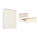 Ver imagem 2 de Conjunto Cama Casal, Guarda-Roupa 4 Portas Ananda CabeCasa MadeiraOriginals Bege/Off White/Mel