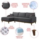 Ver imagem 6 de Sofá 3 Lugares com Chaise Lado Esquerdo 250cm em Veludo Mercúrio  
