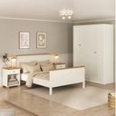 Ver imagem 1 de Conjunto Cama Casal, Guarda-Roupa 4 Portas 2 Mesas de Cabeceira Ananda CabeCasa MadeiraOriginals Bege/Off White/Mel