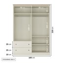 Ver imagem 4 de Conjunto Cama Casal, Guarda-Roupa 4 Portas 2 Mesas de Cabeceira Ananda CabeCasa MadeiraOriginals Bege/Off White/Mel