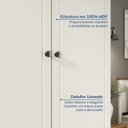 Ver imagem 7 de Conjunto Cama Casal, Guarda-Roupa 4 Portas 2 Mesas de Cabeceira Ananda CabeCasa MadeiraOriginals Bege/Off White/Mel