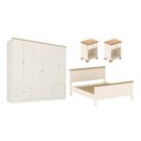 Ver imagem 2 de Conjunto Cama Queen Guarda-Roupa 6 Portas 2 Mesas de Cabeceira Ananda CabeCasa MadeiraOriginals Bege/Off White/Mel
