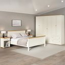 Ver imagem 1 de Conjunto Cama Queen Guarda-Roupa 6 Portas 2 Mesas de Cabeceira Ananda CabeCasa MadeiraOriginals Bege/Off White/Mel