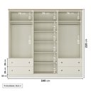 Ver imagem 5 de Conjunto Cama Queen Guarda-Roupa 6 Portas 2 Mesas de Cabeceira Ananda CabeCasa MadeiraOriginals Bege/Off White/Mel