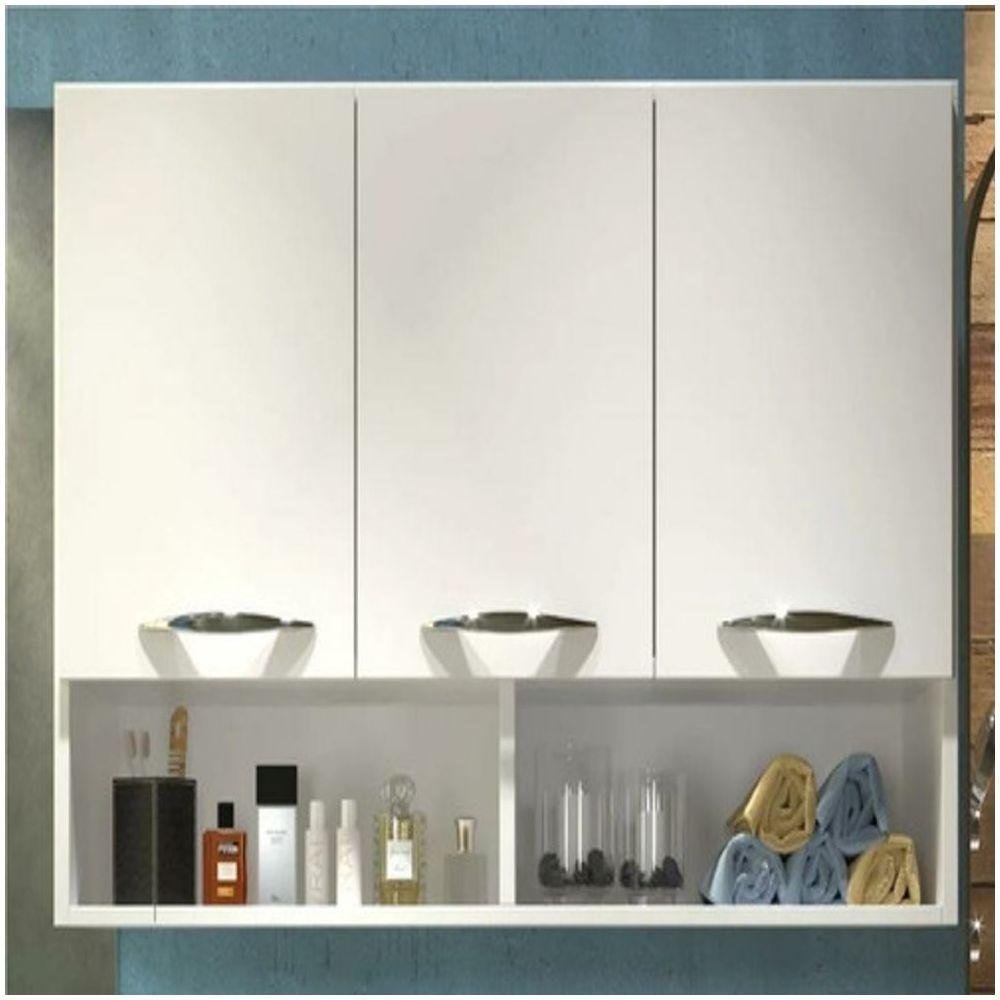 Armário Aéreo Lavanderia e Cozinha Organizador Branco e 2 Nicho - 2