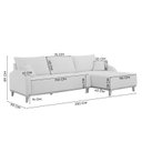 Ver imagem 3 de Sofá 3 Lugares com Chaise Lado Direito 250cm em Veludo Mercúrio  