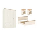 Ver imagem 2 de Conjunto Cama Queen Guarda-Roupa 4 Portas 2 Mesas de Cabeceira Ananda CabeCasa MadeiraOriginals Bege/Off White/Mel