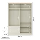 Ver imagem 4 de Conjunto Cama Queen Guarda-Roupa 4 Portas 2 Mesas de Cabeceira Ananda CabeCasa MadeiraOriginals Bege/Off White/Mel