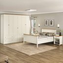 Ver imagem 1 de Conjunto Cama Casal, Guarda-Roupa 6 Portas 2 Mesas de Cabeceira Ananda CabeCasa MadeiraOriginals Bege/Off White/Mel