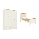 Ver imagem 2 de Conjunto Dormitório Cama Solteiro 1 Guarda-Roupa 4 Portas Ananda CabeCasa MadeiraOriginals Bege/Off White/Mel