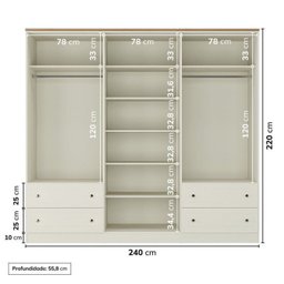 Conjunto Cama Casal Guarda-roupa 6 Portas Ananda CabeCasa MadeiraMadeira - 4