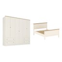 Ver imagem 2 de Conjunto Cama Casal Guarda-Roupa 6 Portas Ananda CabeCasa MadeiraOriginals Bege/Off White/Mel