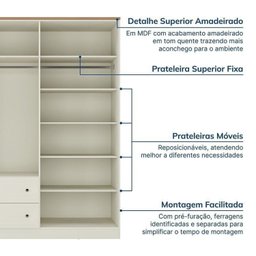 Conjunto Cama Solteiro, Guarda-roupa 4 Portas e 1 Mesa de Cabeceira Ananda Cabecasa Madeiramadeira - 11