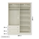 Ver imagem 5 de Conjunto Cama Solteiro, Guarda-Roupa 4 Portas e 1 Mesa de Cabeceira Ananda CabeCasa MadeiraOriginals Bege/Off White/Mel