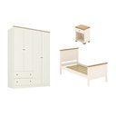 Ver imagem 2 de Conjunto Cama Solteiro, Guarda-Roupa 4 Portas e 1 Mesa de Cabeceira Ananda CabeCasa MadeiraOriginals Bege/Off White/Mel
