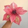 Flor Artificial de Natal Veludo Rosa 30cm - 3