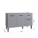 Ver imagem 3 de Balcão 3 Portas 1 Gaveta 78cm x 120cm x 52cm Light Cinza