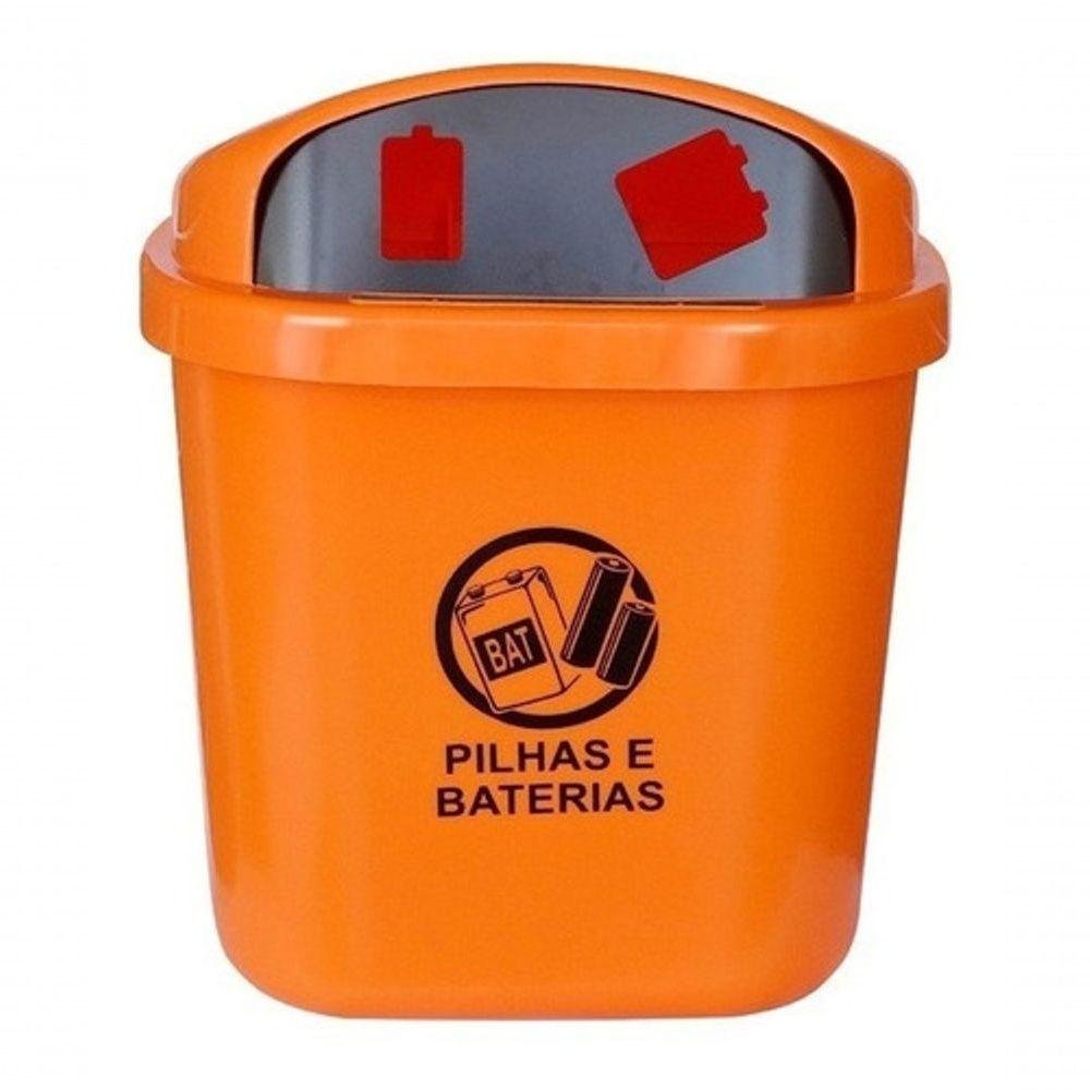 Lixeira para Coleta Seletiva de 40 L C-suporte para Descarte Cor:laranja - 1