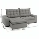 Ver imagem 3 de Sofá Retrátil Reclinável 240cm Linho Jady Cinza