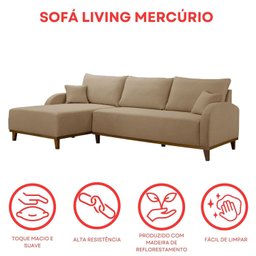 Sofá 4 Lugares com Chaise Lado Esquerdo 300cm em Linho Mercúrio - 7