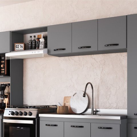 Armário de Cozinha Aéreo 3 Portas Light Móveis Cinza