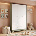 Ver imagem 1 de Guarda Roupa Infantil 3 Portas 2 Gavetas Encanto 200cm Verde Oliva/Branco