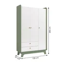 Ver imagem 3 de Guarda Roupa Infantil 3 Portas 2 Gavetas Encanto 200cm Verde Oliva/Branco