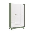 Ver imagem 2 de Guarda Roupa Infantil 3 Portas 2 Gavetas Encanto 200cm Verde Oliva/Branco