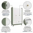 Ver imagem 5 de Guarda Roupa Infantil 3 Portas 2 Gavetas Encanto 200cm Verde Oliva/Branco