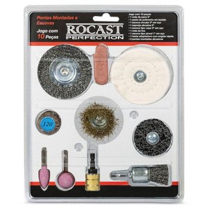 Jogo de Pontas Montadas e Escovas - Jogo com 10 Peças-rocast