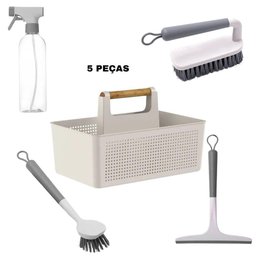 Kit Limpeza para Lavanderia Multiuso Bege 5 Peças - 1
