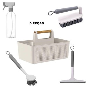 Kit Limpeza para Lavanderia Multiuso Bege 5 Peças