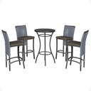 Ver imagem 1 de Mesa Bistrô e 4 Banquetas Roma Preta Corda Náutica Estofado 9 Trama Original