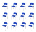 Ver imagem 1 de Kit 12 Cadeiras Infantil Iso, Escola, Base Branca- Azul