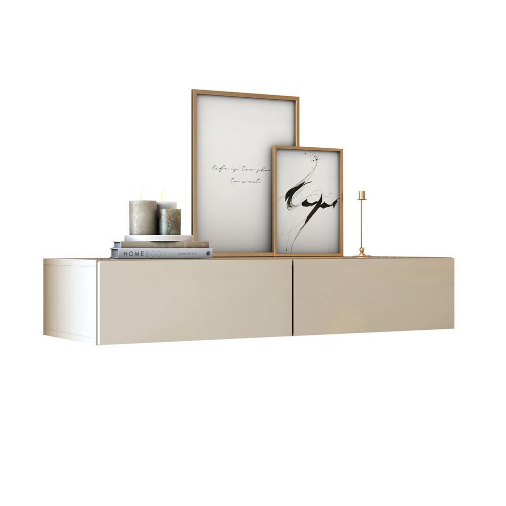 Aparador com Gaveta Buffet Pequeno 90cm Suspenso de Parede:off White