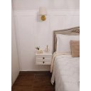 Ver imagem 1 de Kit 2 Mesas de Cabeceira Suspensas Provençal 25cm com 2 Gavetas MDF 15mm Branco Mesa de Cabeceira Mo