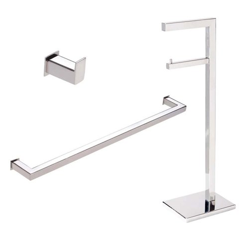 Kit de Acessórios para Banheiro com 3 Peças em Aço Inox Polido Linha Larissa