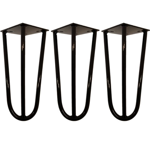 Kit 03 Pés de Ferro Aço Hairpin Legs 15 Cm Preto A01 Sofá Móveis Mesa - Inoviza