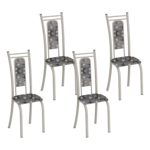 Kit 4 Cadeiras Paris Corino Paraopeba Tubo Champanhe