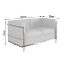 Ver imagem 2 de Sofa Le Corbusier de 2 Lugares Inox e Couro Natural Branco