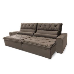 Sofá Retrátil/reclinável França 300cm Suede Velut com Molas no Assento - King House - 8