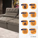 Ver imagem 5 de Sofá Retrátil/reclinável França 300cm Suede Velut com Molas no Assento - King House