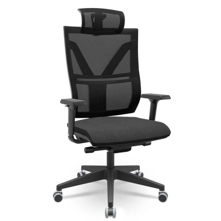 Cadeira Darix X+ Slider Braços 3d Pu Plaxmetal Nacional Revestida - Poliéster Preto