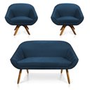 Ver imagem 1 de Kit 01 Namoradeira 02 Lugares e 02 Poltronas Giratória Giovana Suede Base Madeira MM30 - D’Rossi - A