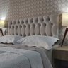 Cabeceira Cama Box Casal Capitone 1896 Suede Liso Bege 140x60 RBL - 1
