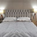 Ver imagem 2 de Cabeceira Cama Box Casal Capitone 1896 Suede Liso Bege 140x60 RBL