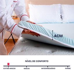 Pillow Top Casal Viscoelástico Espuma da Nasa 138x188x4cm Bf Colchões - 4
